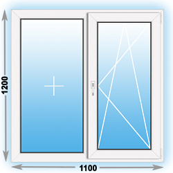 Пластиковое окно двустворчатое 1100x1200